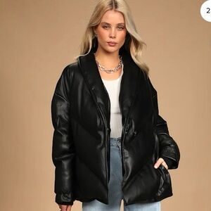 NWT Blank NYC The Love Doctor Black Vegan Leather Puffer Jacket